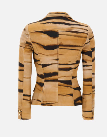 Giacca in drill con stampa tigre GI23762E2 470 ELISABETTA FRANCHI 