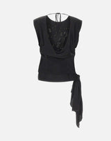 Top in raso con ricamo gioiello BX015 BLACK JACQUES WEI 