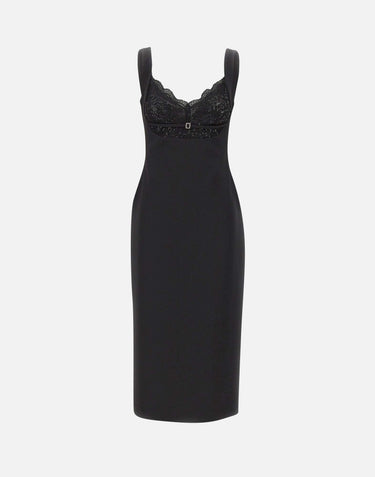 Abito midi con inserti in pizzo RS16470A BLACK NISSA 