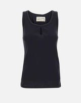 Top in misto cotone e lino 1226JTP007237A BLACK VICTORIA BECKHAM 