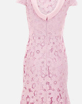 Abito midi in pizzo con scollo sulla schiena 254MP PINK SELF-PORTRAIT 