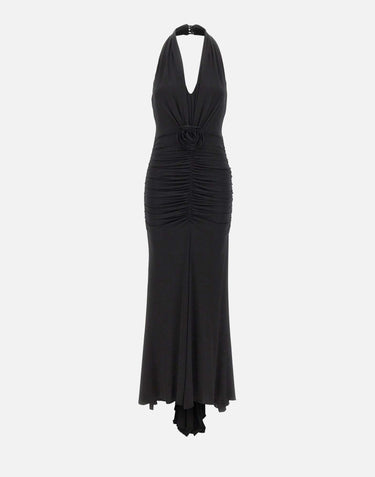 Abito lungo in jersey lucido con rosa 4A467A N0990 BLUMARINE 