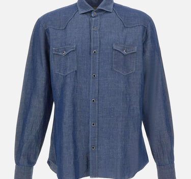 Camicia in misto cotone e lino WSU02P2054251U 0001 BARBA 