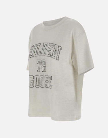 T-shirt  "Boxy" in lino GWP01874 P00189111421 GOLDEN GOOSE 