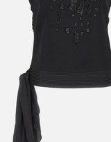 Top in raso con ricamo gioiello BX015 BLACK JACQUES WEI 