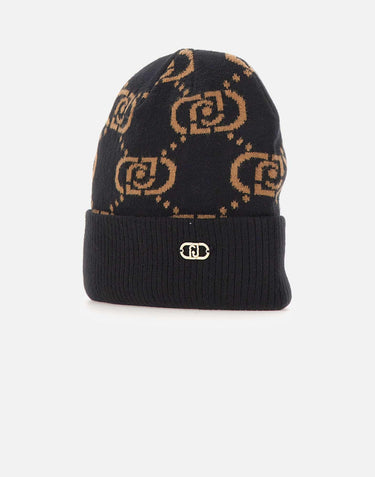 Berretto in monogram jacquard 2F5005M0300 09N37 LIU-JO 