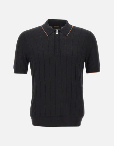 Polo in seta con zip 43128 23510099 GRAN SASSO 