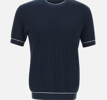 T-shirt in maglia in cotone ultrafine DK87039 BLU DIKTAT 