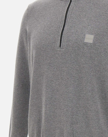 Maglia colletto con zip in cotone e cashmere 50527585 041 BOSS 