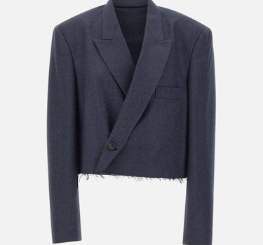 Giacca corta con orlo sfrangiato S52BN0154 M35466524M MM6 MAISON MARGIELA 