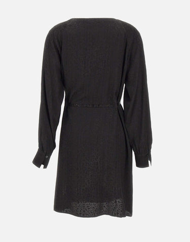 Abito nero animalier MF5317T082A 22222 LIU-JO 