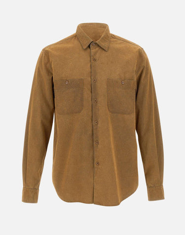 Camicia in chambray floccato con pelle riciclata S6AAEC1D009 10236 ASPESI 