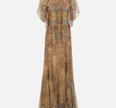 Abito lungo in seta con foulard e motivo paisley animalier WRHA0527 99SP1K8X0826 ETRO 