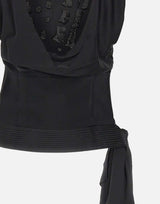 Top in raso con ricamo gioiello BX015 BLACK JACQUES WEI 