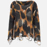 Maglia leopard in lana destroyed F5LAWOJP063 570 LANEUS 