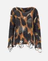 Maglia leopard in lana destroyed F5LAWOJP063 570 LANEUS 