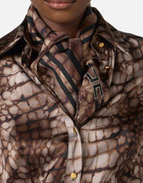 Foulard in twill di seta con stampa alligatore FO24L61E2 644 ELISABETTA FRANCHI 
