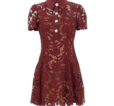 Abito mini in pizzo 111SABU BURGUNDY SELF-PORTRAIT 