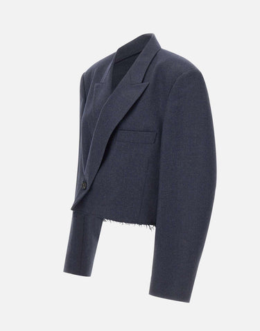 Giacca corta con orlo sfrangiato S52BN0154 M35466524M MM6 MAISON MARGIELA 