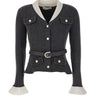 Cardigan a costine con cintura 131TGR GREY SELF-PORTRAIT 