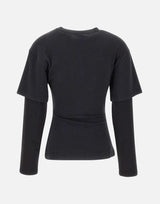 Maglia "Logo Print Double Sleeves" 326JTS275JS0305 STONEWASHEDGRYBLK COURREGES 