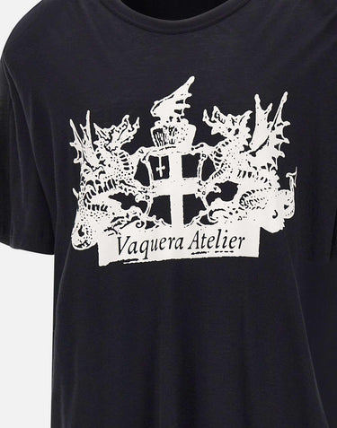 Abito in cotone con spalline imbottite VAQ11T016 BLACK VAQUERA 