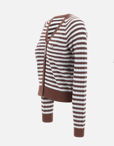 Cardigan in misto cotone a righe CA6067MS52G C3975 LIU-JO 