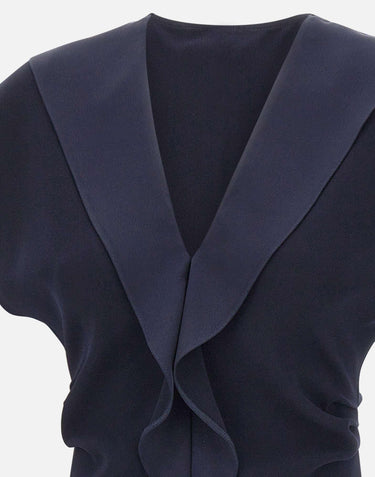 Top in crêpe con volant TOP1358 NAVY NISSA 