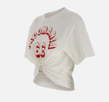 T-shirt perforante in cotone stampato 26PJTE030C00555 P100 RABANNE 