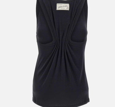 Top in misto cotone e lino 1226JTP007237A BLACK VICTORIA BECKHAM 