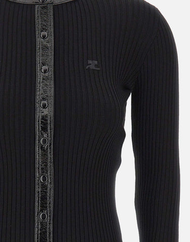 "Vinil and Knit Cardigan" 326MGI056FI0001 BLACK COURREGES 