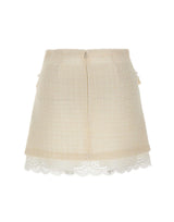 Mini gonna in bouclé con pizzo 002SKC CREAM SELF-PORTRAIT 