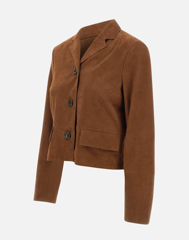 Giacca boxy in pelle scamosciata CA6379P0382 81242 LIU-JO 