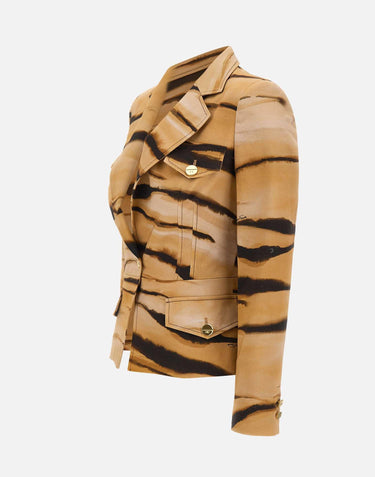 Giacca in drill con stampa tigre GI23762E2 470 ELISABETTA FRANCHI 