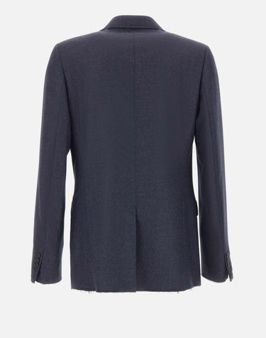 Blazer in lana con orli sfrangiati SH0BN0027 M35466524M MM6 MAISON MARGIELA 