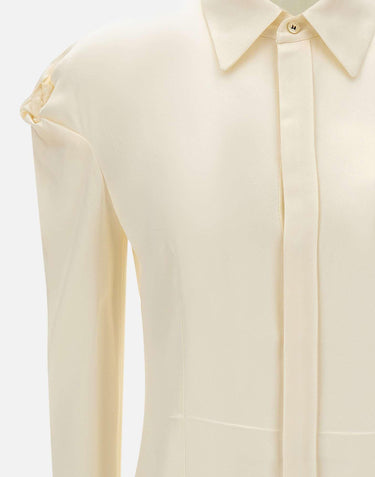 Camicia in raso con nodi 1226WSH007231A IVORY VICTORIA BECKHAM 