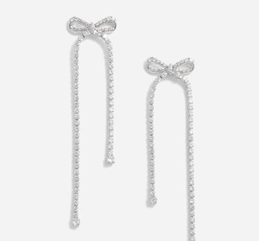 "Crystal Bow Dangle Earrings" 608ESL SILVER SELF-PORTRAIT 