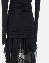 "Mini dress in jersey with chiffon train" 2A623A N0990 BLUMARINE 