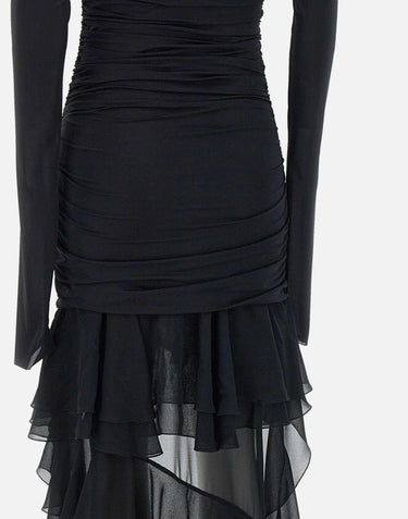 "Mini dress in jersey with chiffon train" 2A623A N0990 BLUMARINE 