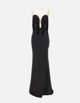 Abito lungo con frange RS16302 BLACK NISSA 