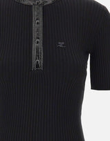 "Vinyl and Knit Polo" 326MT0539FI0001 BLACK COURREGES 