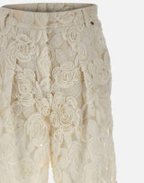 Pantalone "Floral Embroidery" RP16553 CREAM NISSA 