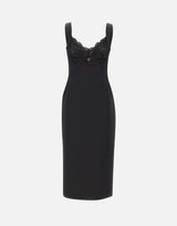 Abito midi con inserti in pizzo RS16470A BLACK NISSA 