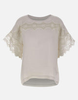 Blusa in lino ricamata W08460781 OFFWHITE MAURIZIO MYKONOS 