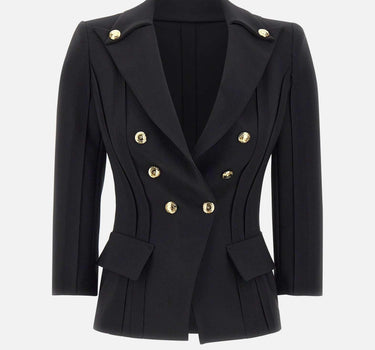 Giacca in doppio crêpe stretch con motivi a taglio vivo GI21861E2 110 ELISABETTA FRANCHI 