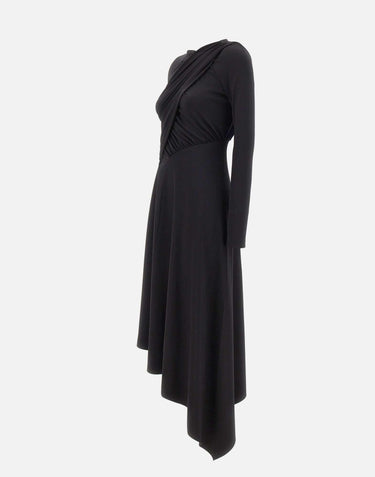 Abito asimmetrico con drappeggi 1326JDR007340A BLACK VICTORIA BECKHAM 