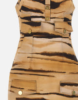 Mini abito in drill con stampa tigre AB95962E2 470 ELISABETTA FRANCHI 