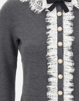 Cardigan con colletto e inserti in pizzo 134CGR GREY SELF-PORTRAIT 