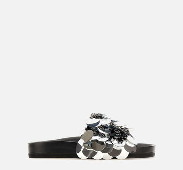 "Sequin-embellished slides" 22AHH0094EMB009 P040 RABANNE 