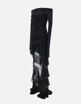 "Mini dress in jersey with chiffon train" 2A623A N0990 BLUMARINE 